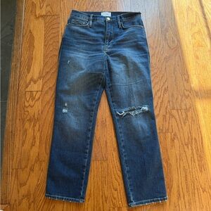 FRAME Womens Le Sylvie High Rise Distressed Cropped Jeans Size 27